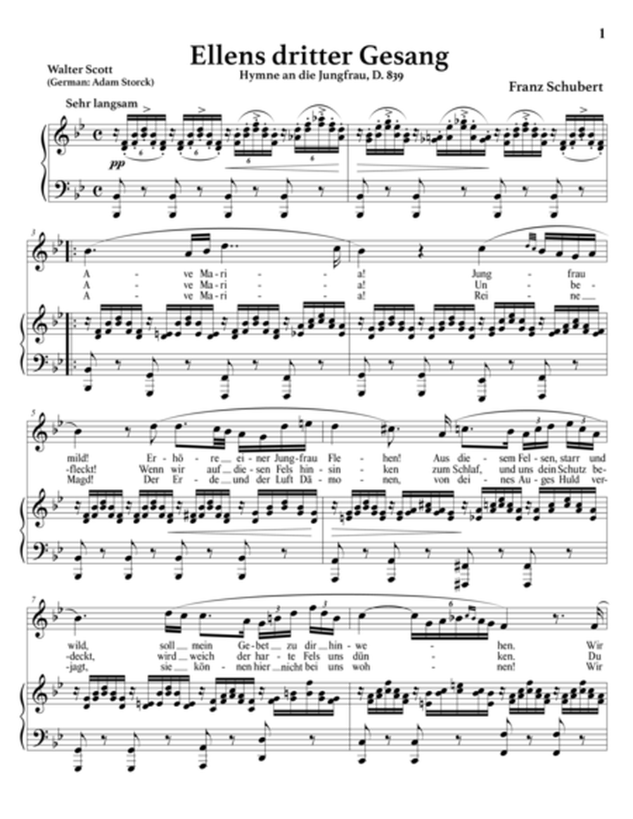 SCHUBERT: Ellens Gesang III, D. 839 (transposed to B-flat major)