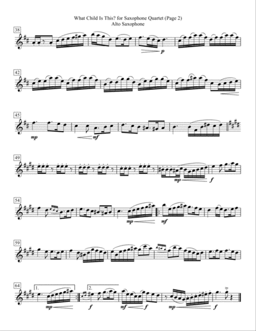 What Child Is This? for Saxophone Quartet Saxophone Quartet scores gallery preview page 4