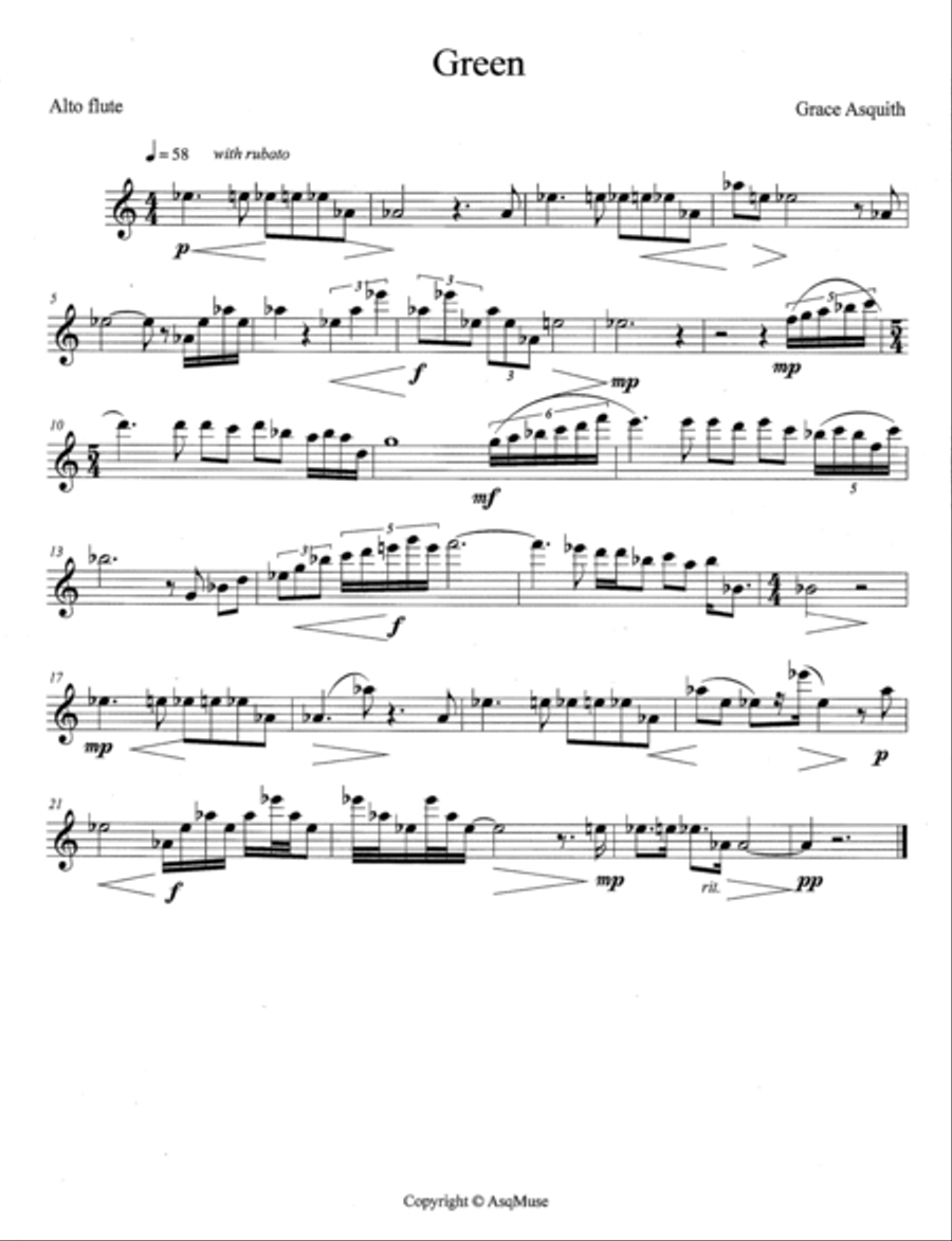 Green from Spectrum - for Alto Flute and Piano Woodwind Duet scores gallery preview page 2