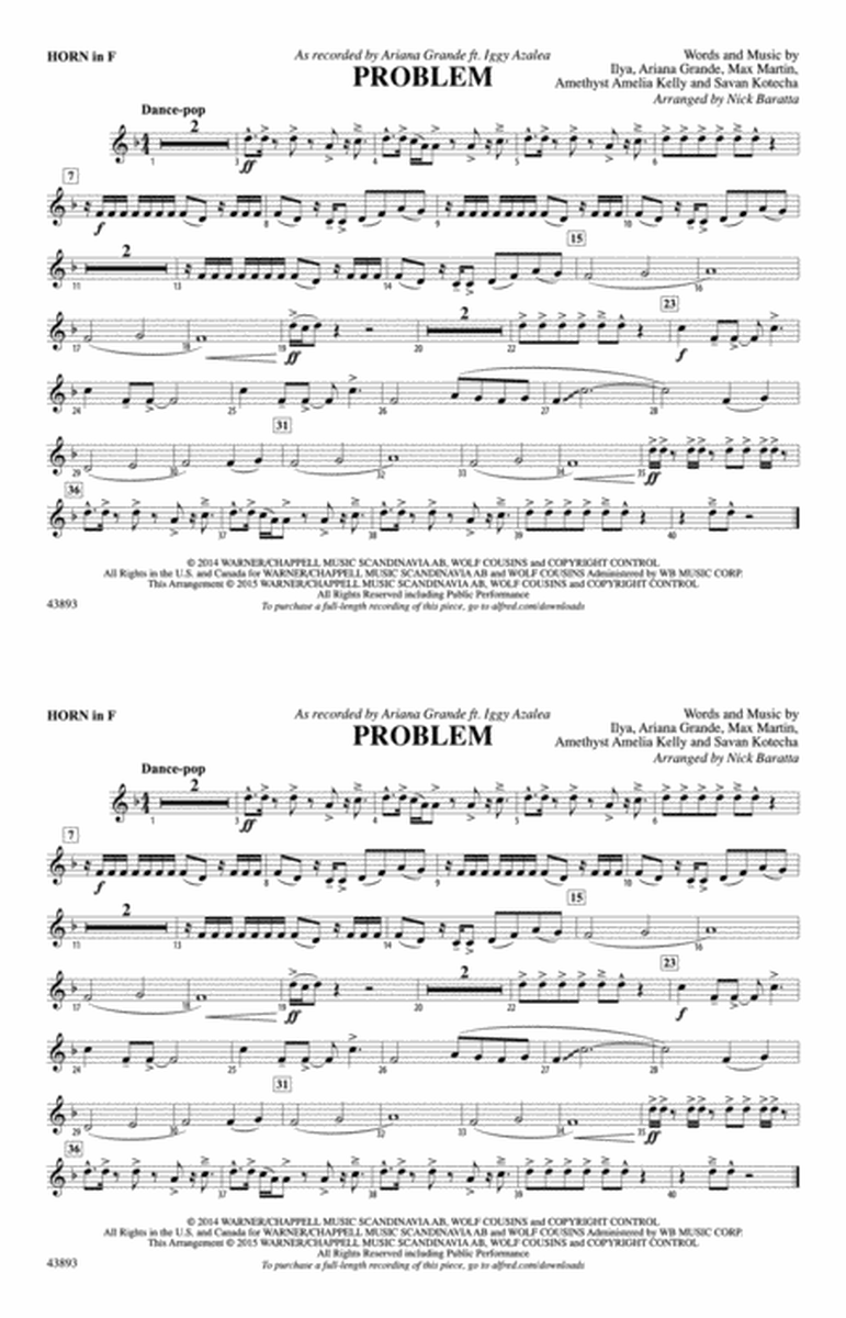 Problem: 1st F Horn