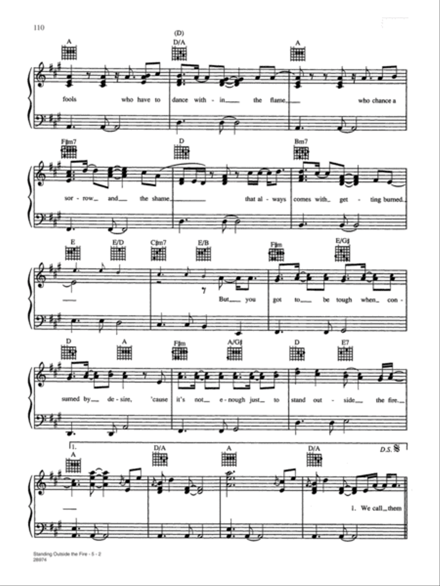 Standing Outside the Fire Piano, Vocal, Guitar scores gallery preview page 2