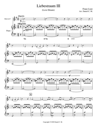 Liebestraum for horn and piano (easy)