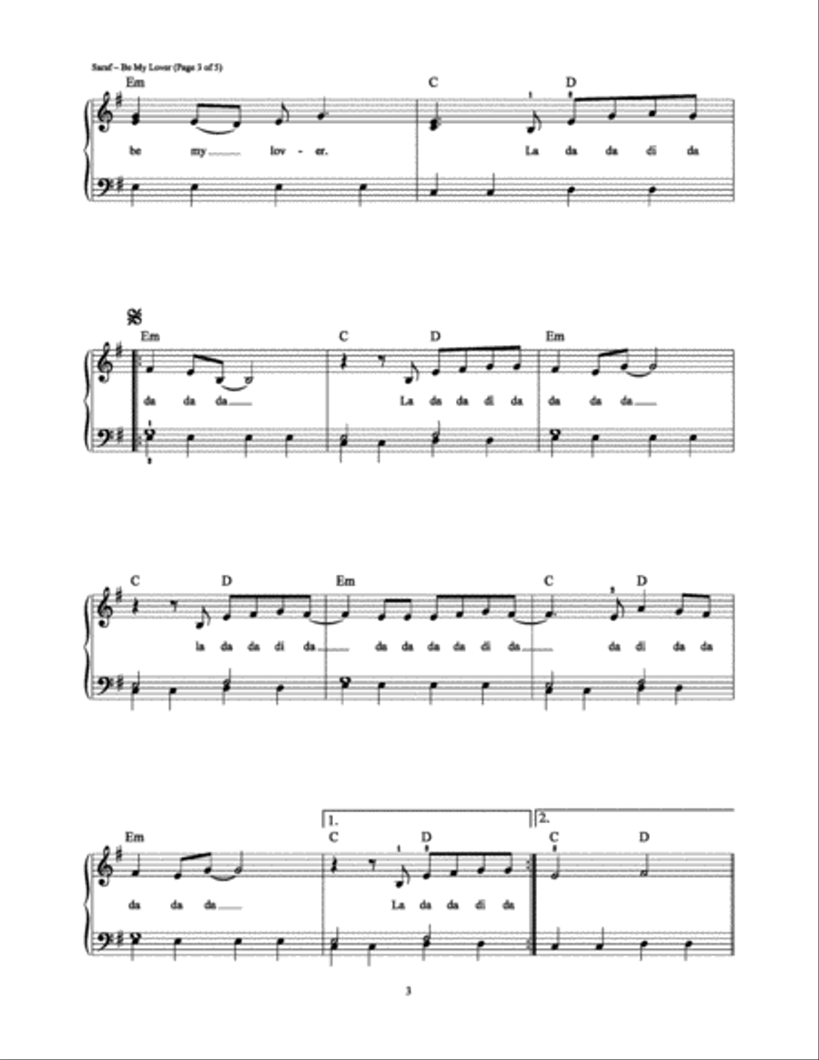 Be My Lover Be My Lover Easy Piano scores gallery preview page 3