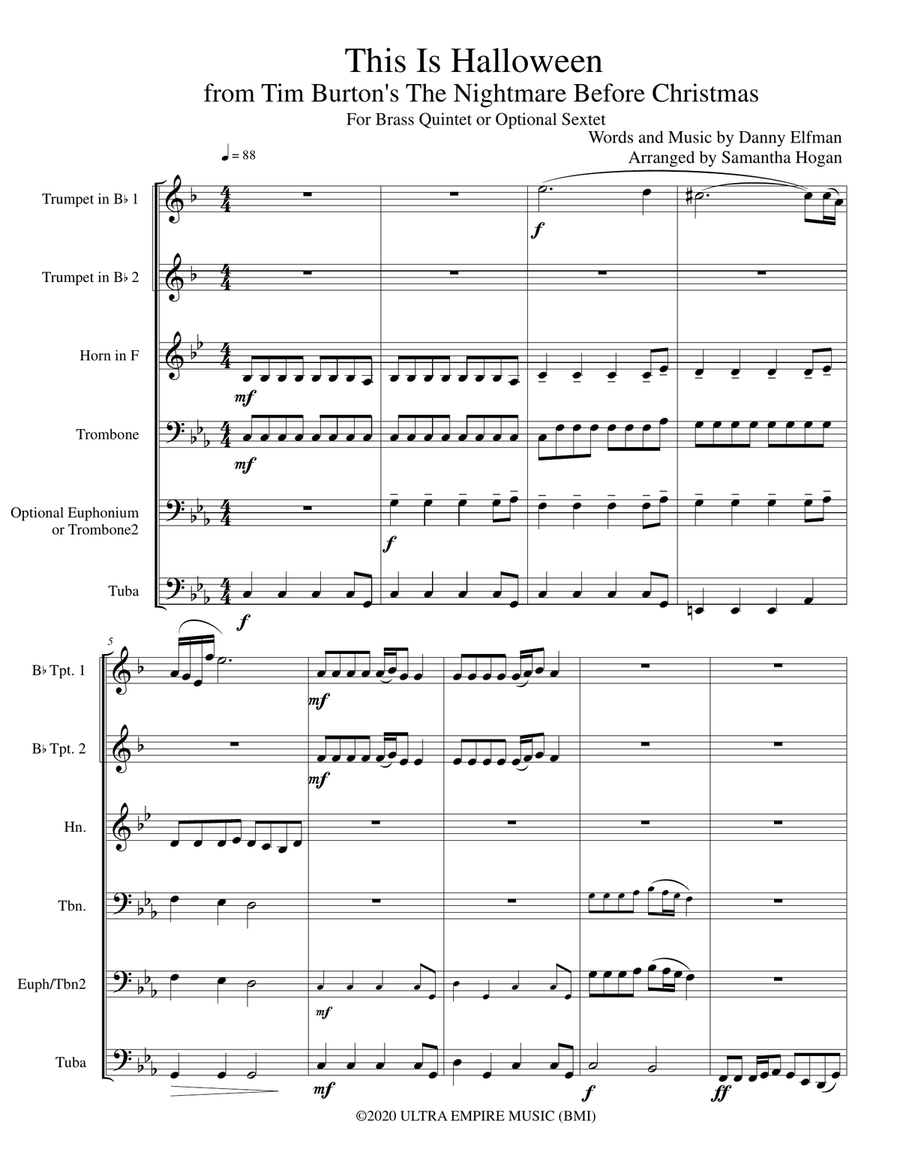 This Is Halloween Brass Quintet scores gallery preview page 2