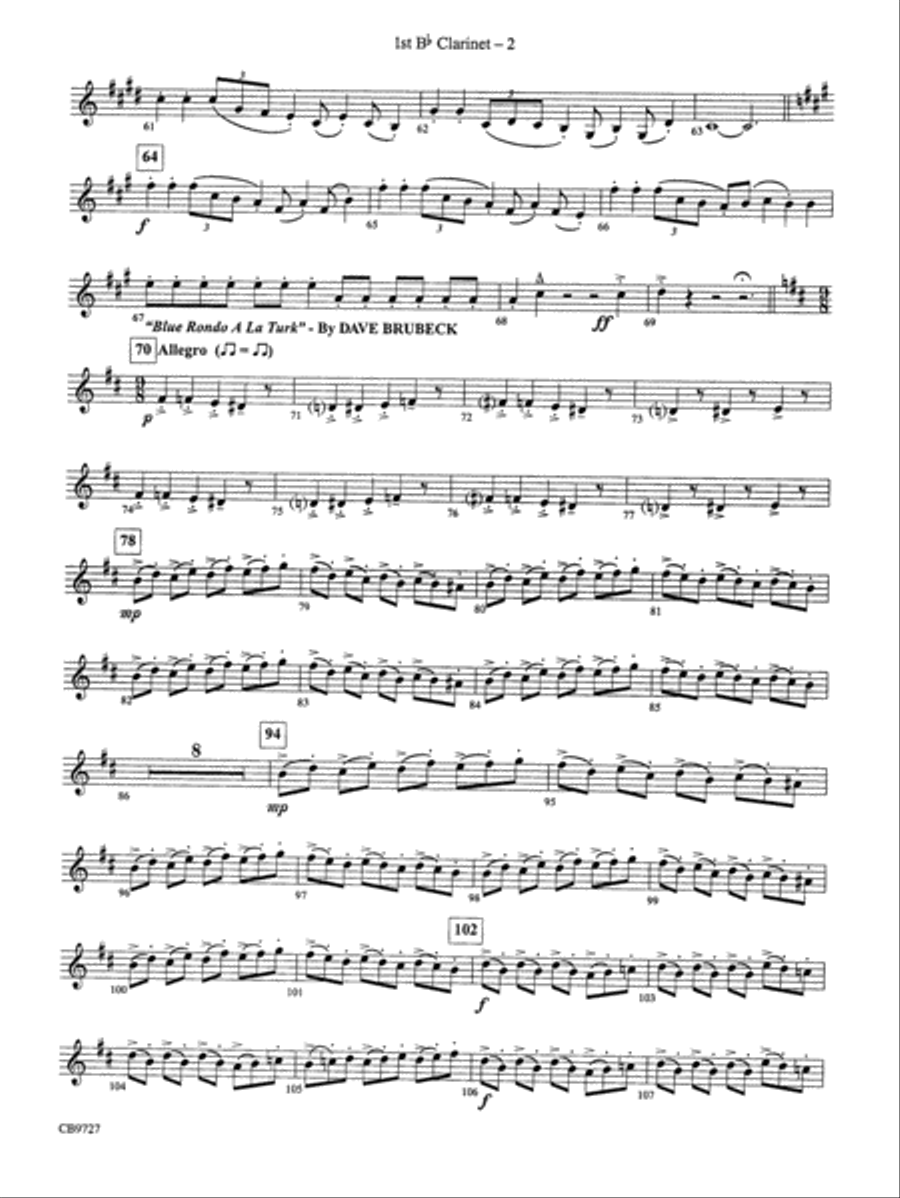 Dave Brubeck: It's About Time: 1st B-flat Clarinet Concert Band scores gallery preview page 2