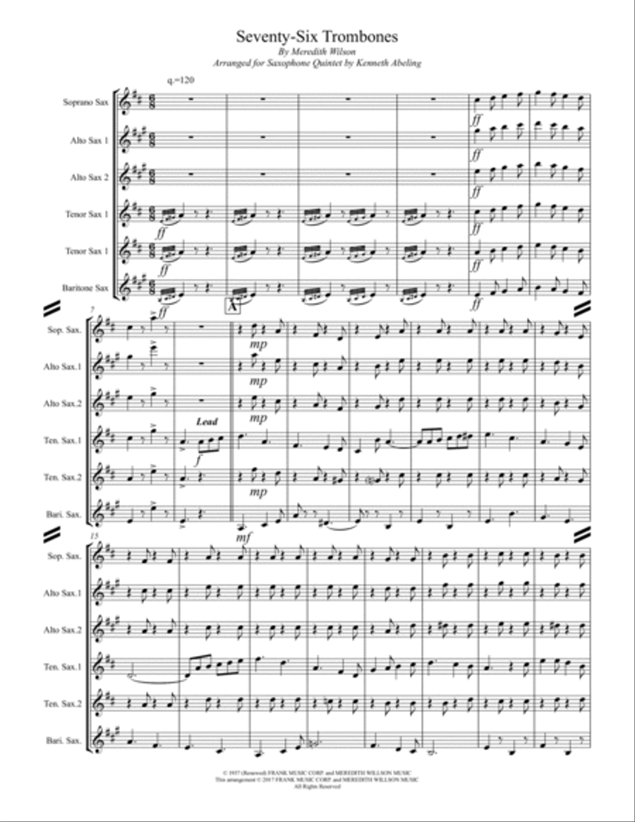 Seventy Six Trombones Woodwind Quintet scores gallery preview page 2