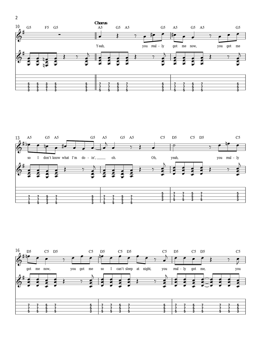 You Really Got Me Acoustic Guitar scores gallery preview page 2