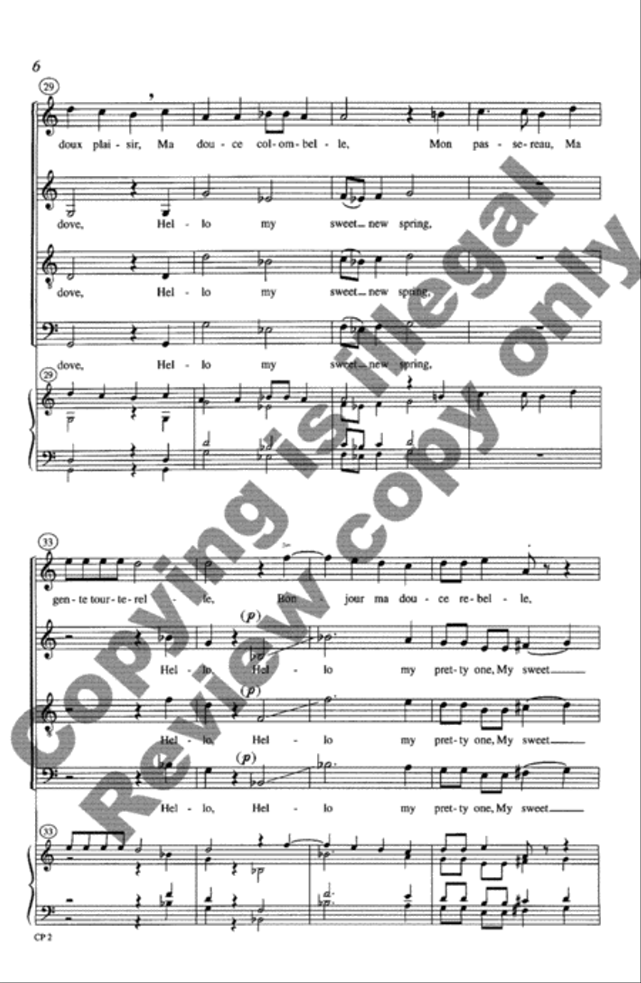 Bon Jour, Mon Coeur 4-Part scores gallery preview page 6
