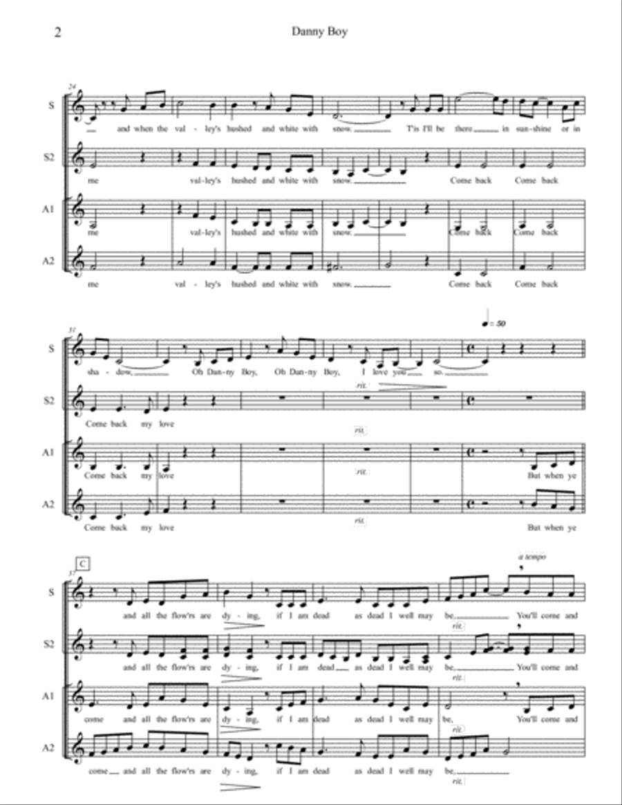 Danny Boy - SSAA - 2017 Choral Contest Entry SSAA scores gallery preview page 2