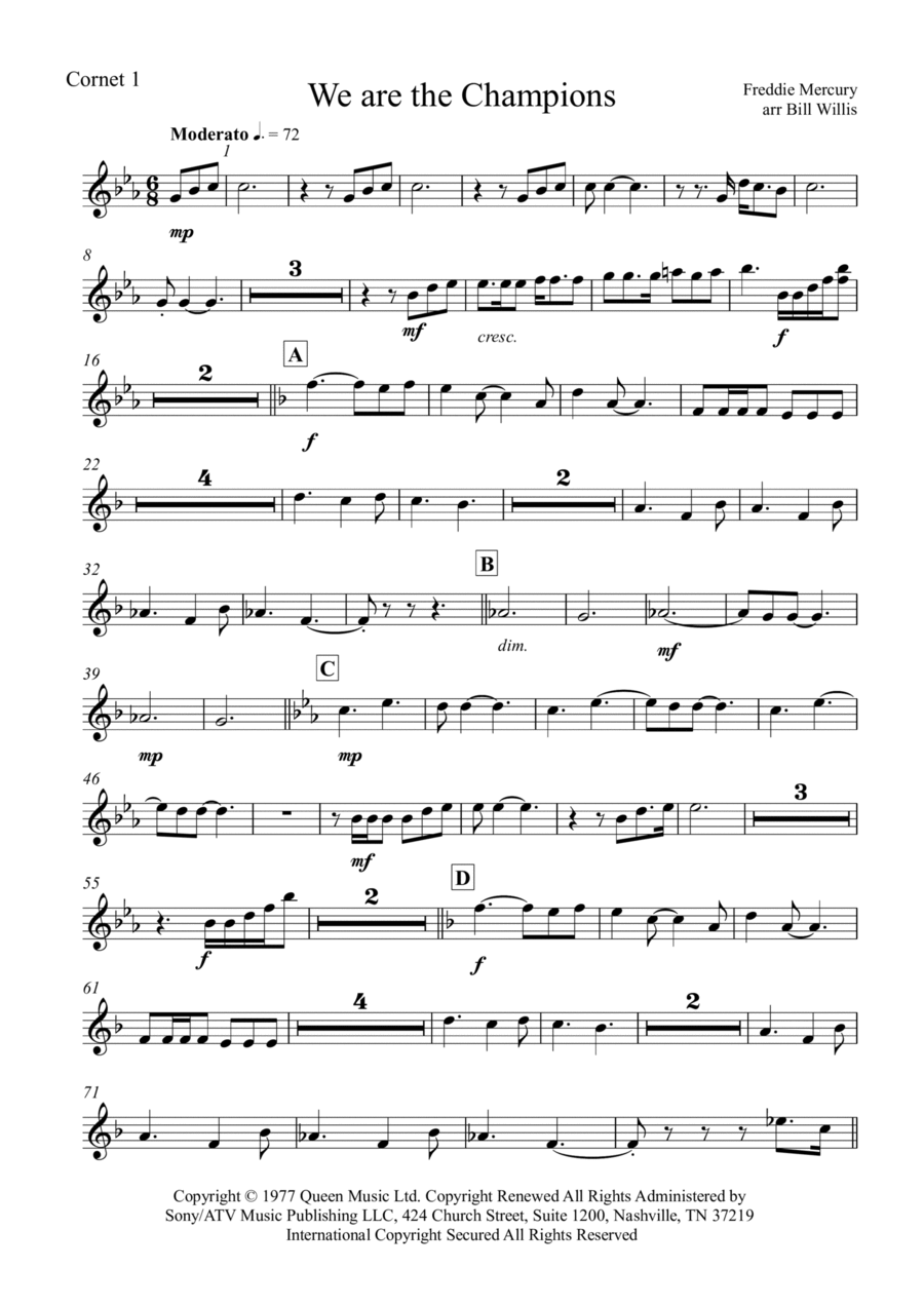 We Are The Champions We Are The Champions Horn scores gallery preview page 1