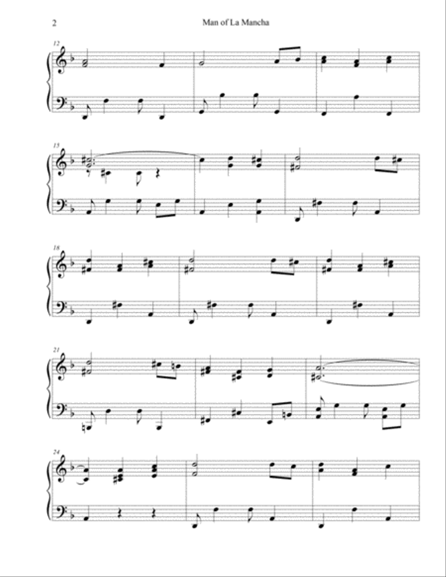 Man Of La Mancha (reprise) Piano Solo scores gallery preview page 2