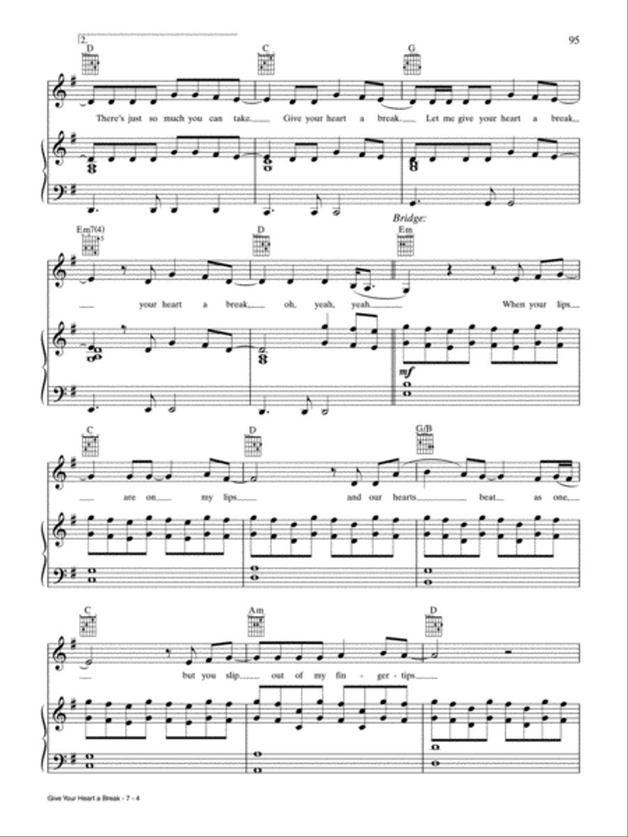 Give Your Heart a Break Piano, Vocal, Guitar scores gallery preview page 4
