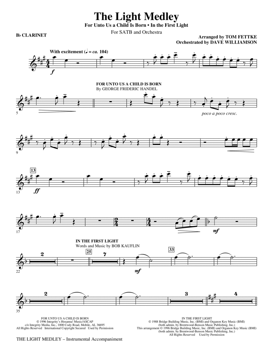The Light Medley - Bb Clarinet