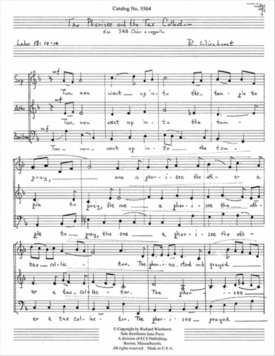 The Pharisee and the Tax Collector 3-Part scores gallery preview page 1