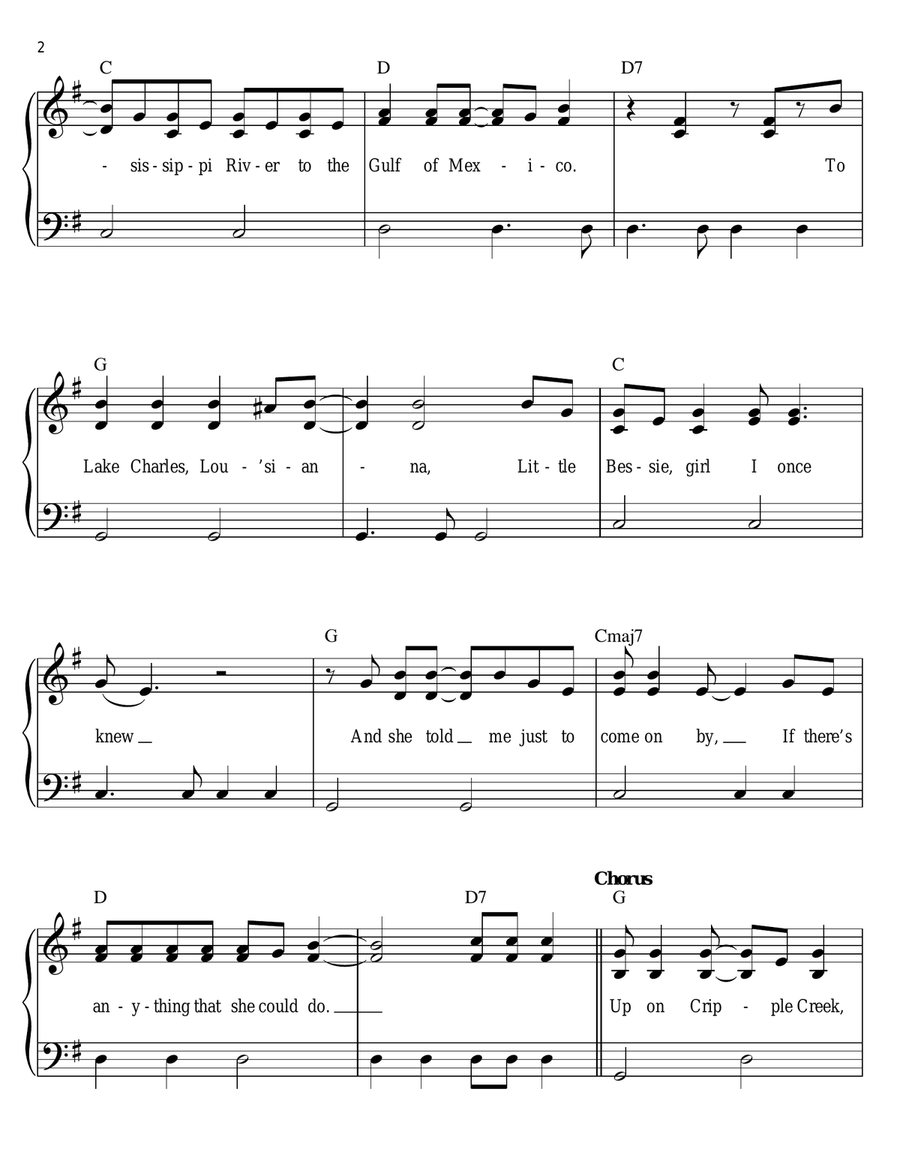 Up On Cripple Creek Up On Cripple Creek Easy Piano scores gallery preview page 2