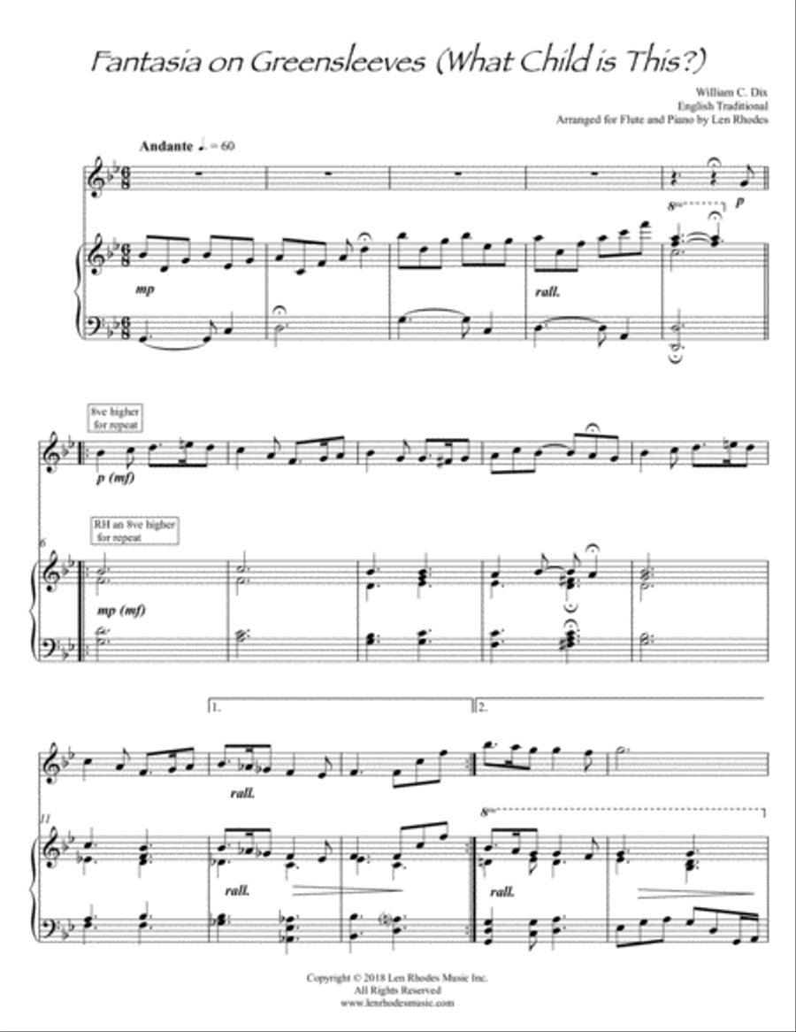 What Child Is This? - for Flute and Piano Flute Solo scores gallery preview page 1