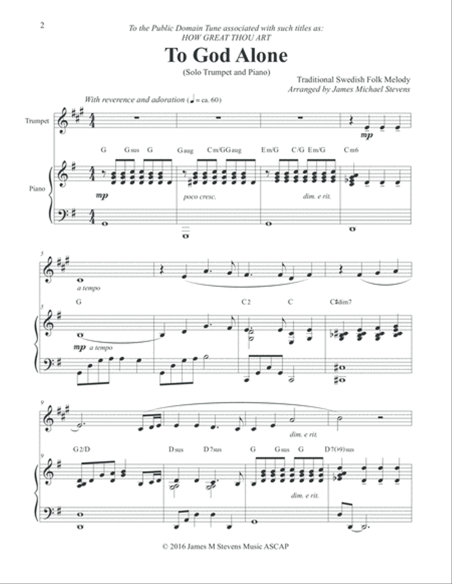 To God Alone (Classic Trumpet Hymn Arrangement) To God Alone (Classic Trumpet Hymn Arrangement) Trumpet Solo scores gallery preview page 2