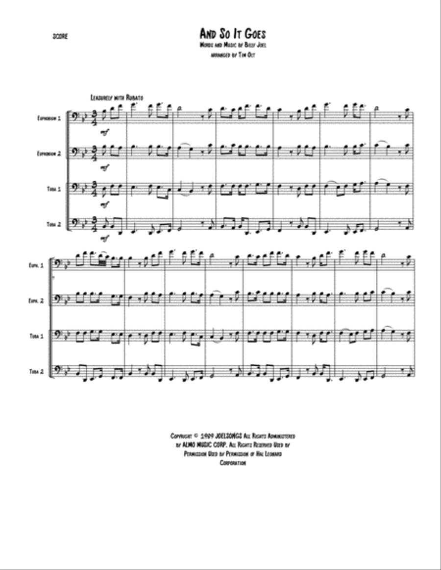 And So It Goes Brass Ensemble scores gallery preview page 1