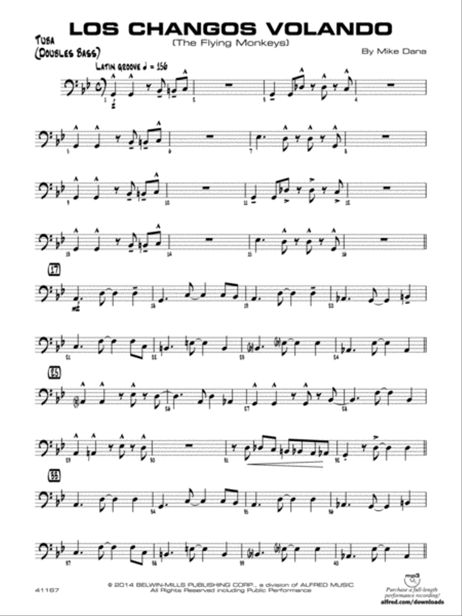 Los changos volando: Tuba Jazz Ensemble scores gallery preview page 1