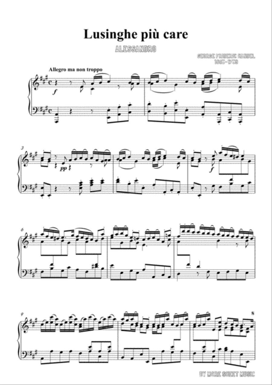 Handel-Lusinghe più care in A Major,for Voice and Piano Voice Solo scores gallery preview page 3