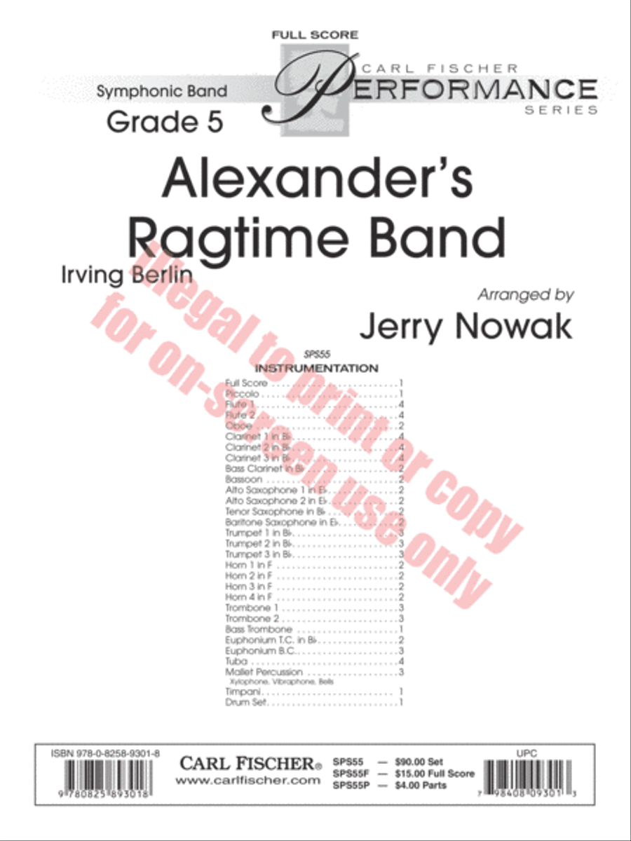 Alexander's Ragtime Band Alexander's Ragtime Band Concert Band scores gallery preview page 2