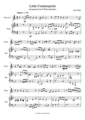 Little Counterpoint arranged for F Horn and Piano