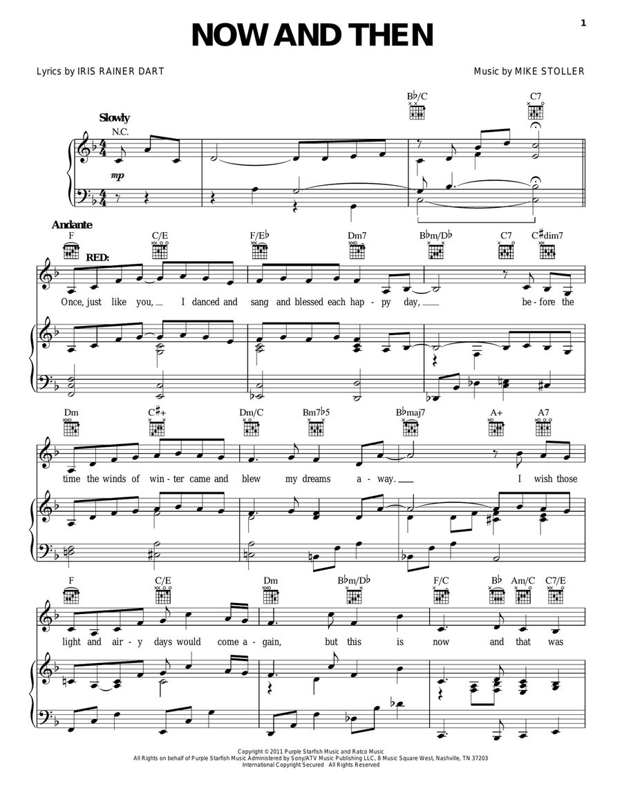 Now And Then Piano, Vocal, Guitar scores gallery preview page 1