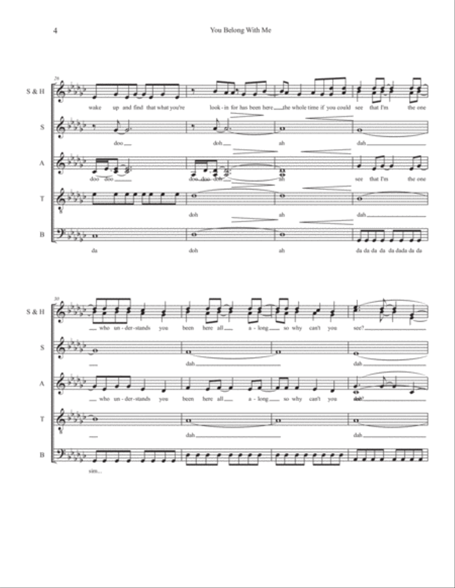You Belong With Me 4-Part scores gallery preview page 4