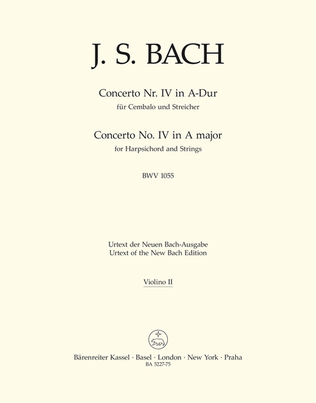 Book cover for Concerto for Harpsichord and Strings No. 4 A major BWV 1055