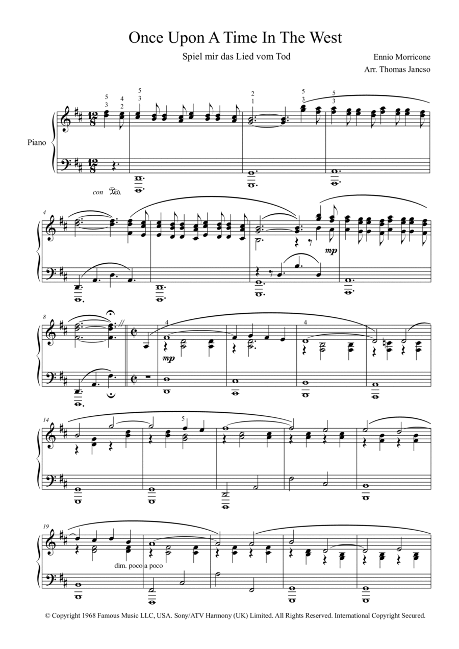 Once Upon A Time In The West Piano Solo scores gallery preview page 1