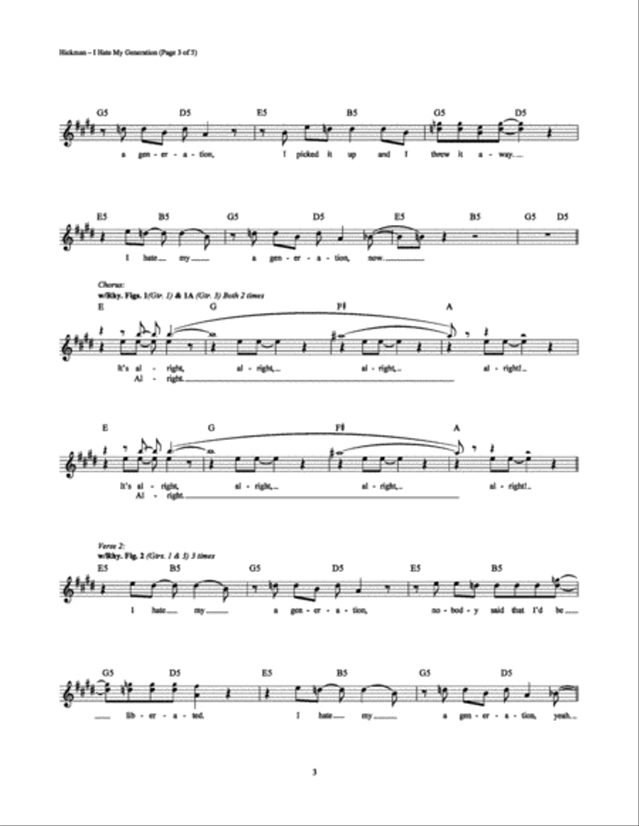 I Hate My Generation Electric Guitar scores gallery preview page 3