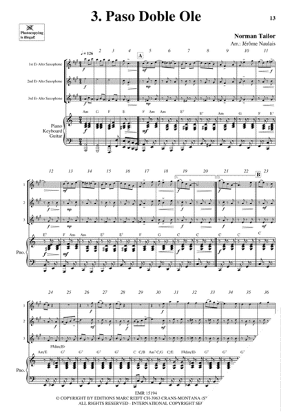 3 Alto Saxophones & Piano Vol. 10 image number null