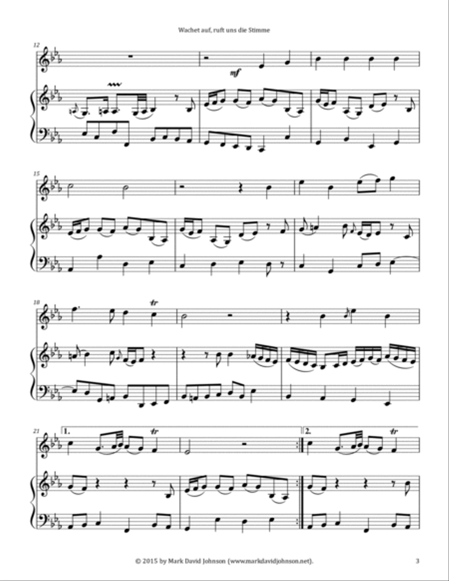 Wachet auf, ruft uns die Stimme Trumpet Duet scores gallery preview page 3