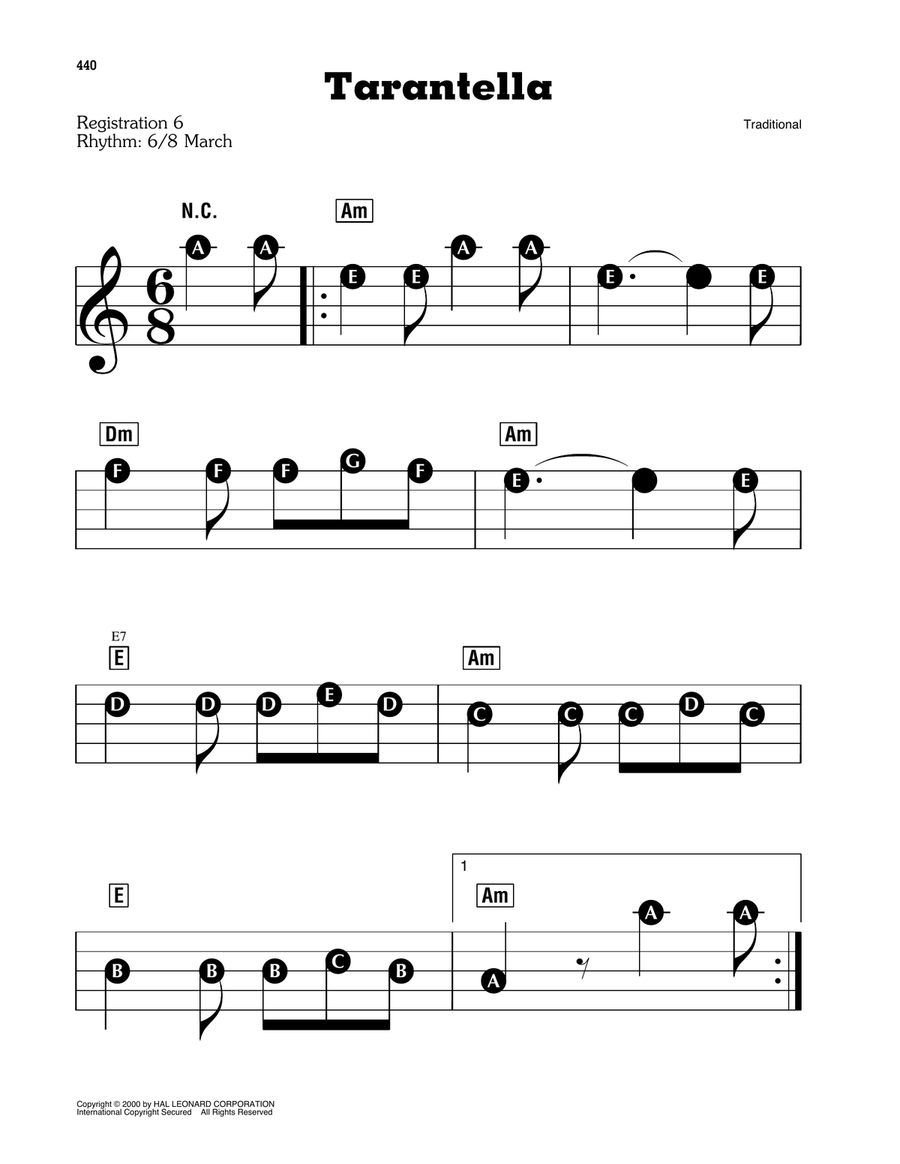 Tarantella Electronic Keyboard scores gallery preview page 1