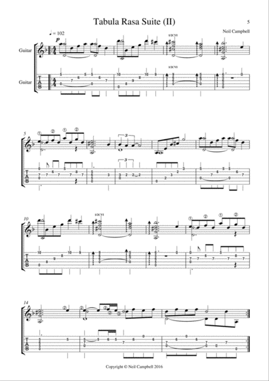 Tabula Rasa II Classical Guitar scores gallery preview page 1