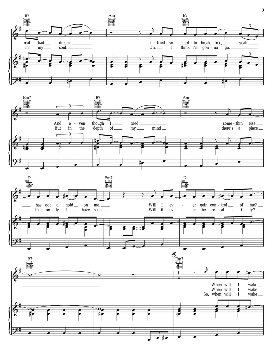 Crazy Dream Piano, Vocal, Guitar scores gallery preview page 3