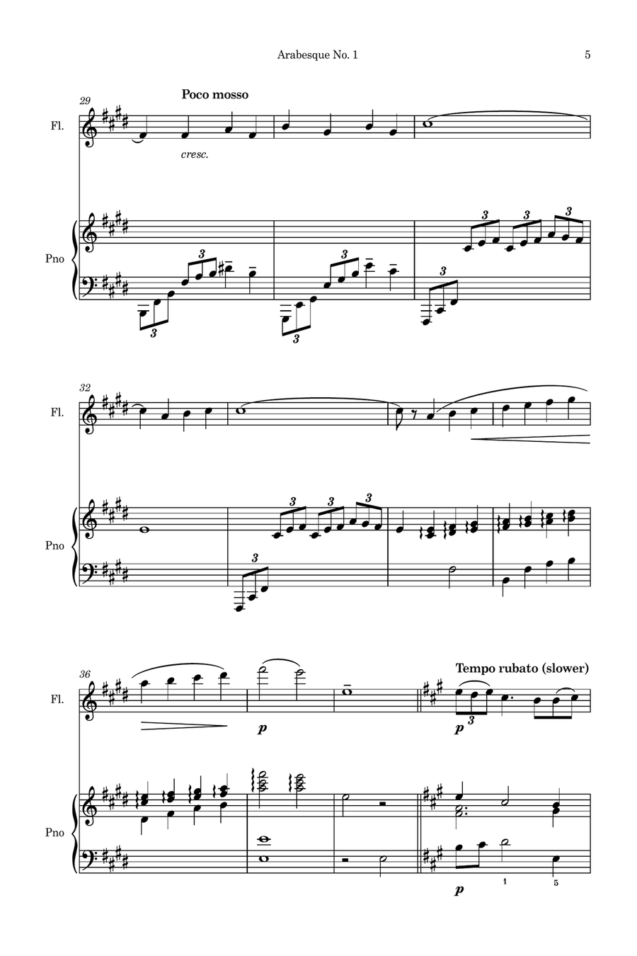 Arabesque No.1 (Simplified for Flute and Piano) Flute scores gallery preview page 5