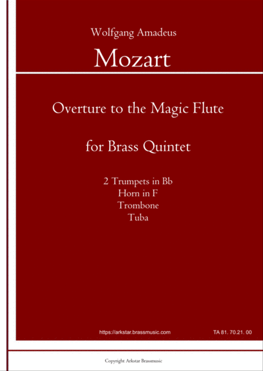 Overture to the Magic Flute for Brass Quintet Brass Ensemble scores gallery preview page 1