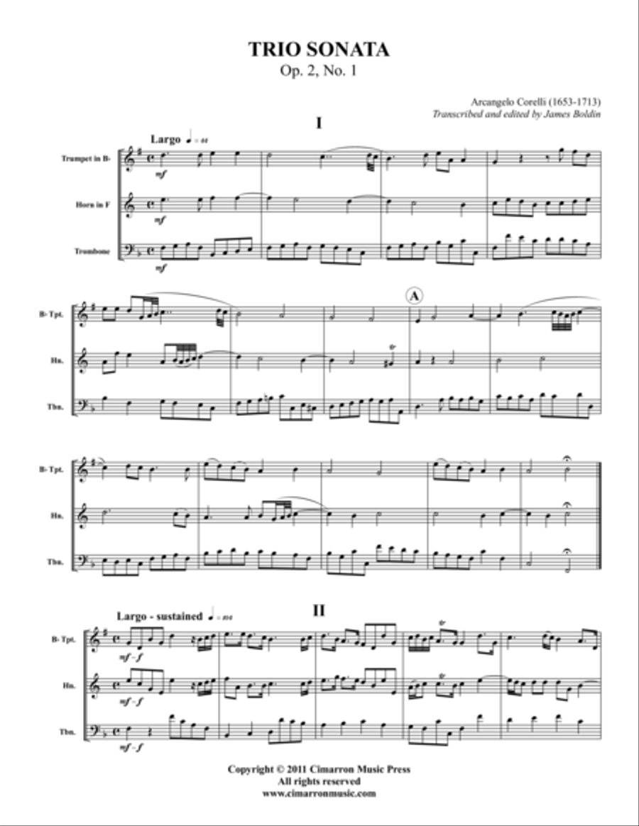 Trio Sonata Trio Sonata Brass Trio scores gallery preview page 1