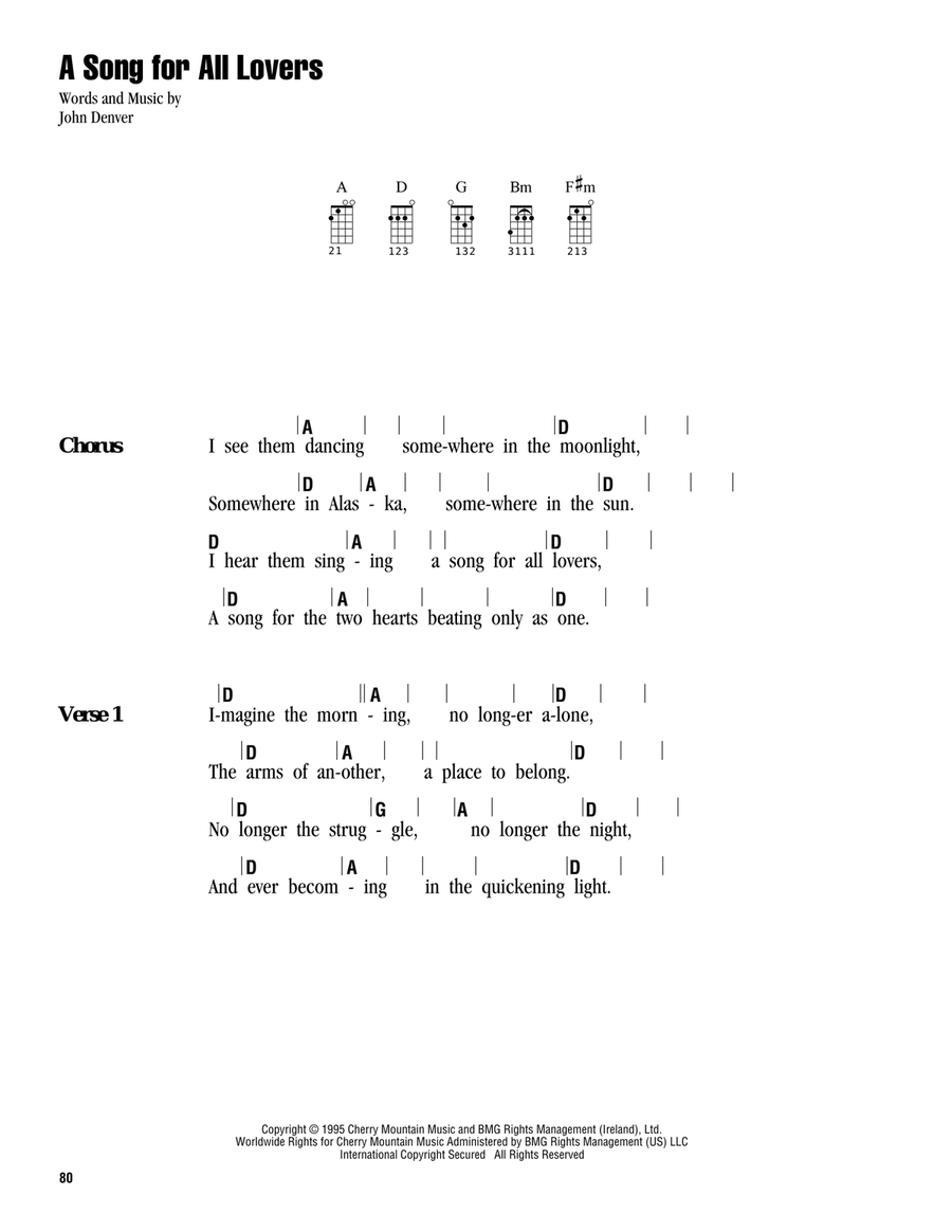 A Song For All Lovers Ukulele scores gallery preview page 1