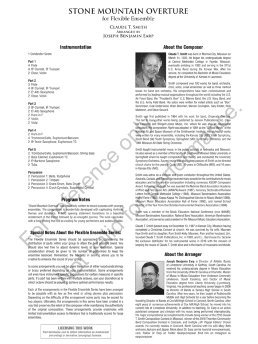 Stone Mountain Overture Concert Band scores gallery preview page 3