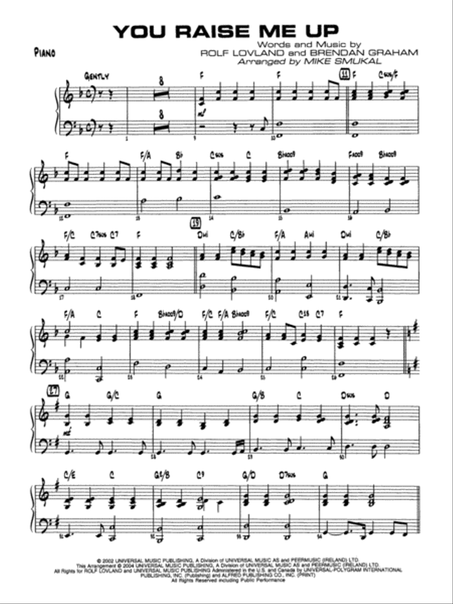 Book cover for You Raise Me Up: Piano Accompaniment