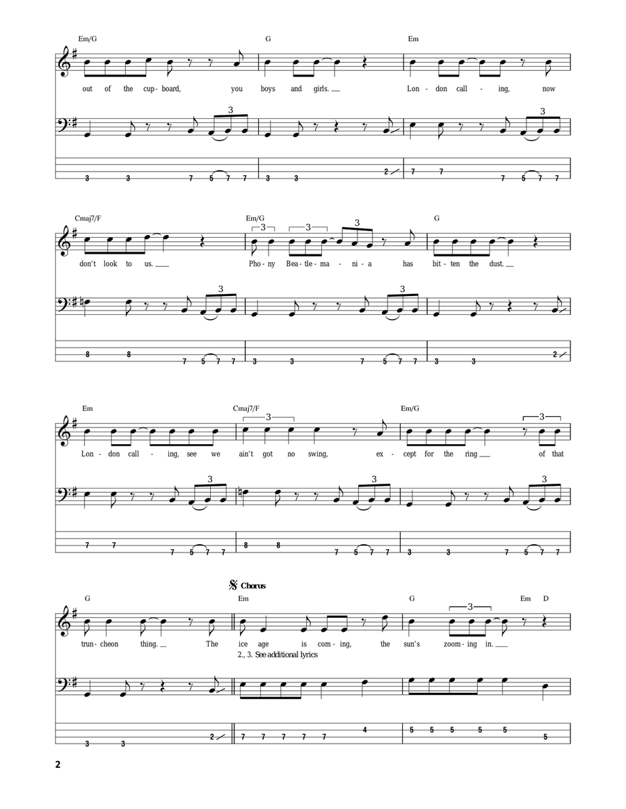 London Calling Guitar Tablature scores gallery preview page 2