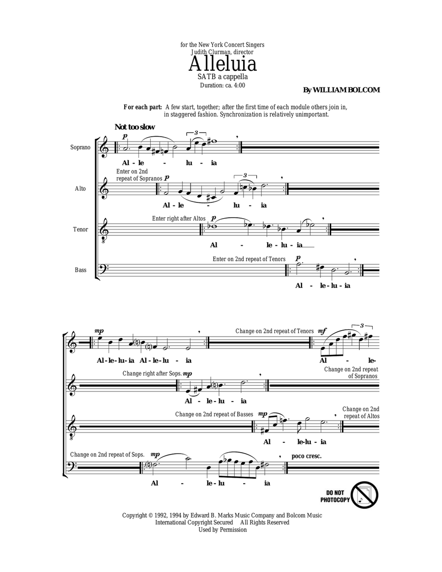 Alleluia Alleluia 4-Part scores gallery preview page 1