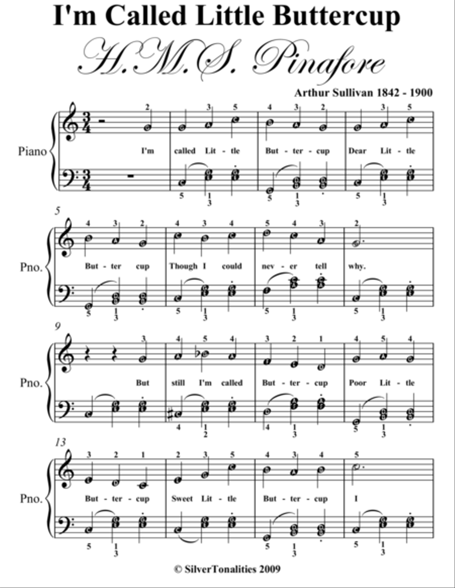 I'm Called Little Buttercup Easy Piano Sheet Music Easy Piano scores gallery preview page 2