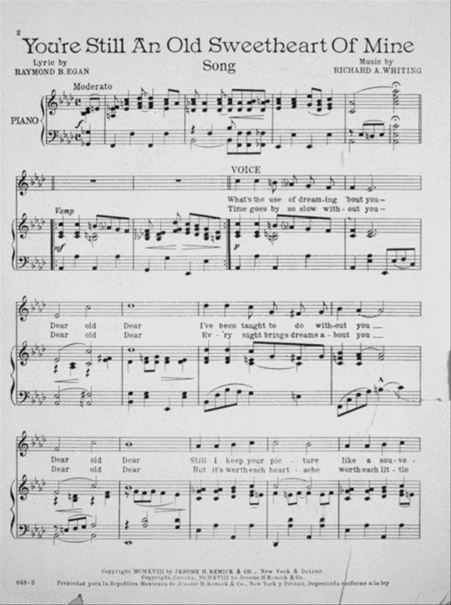You're Still An Old Sweetheart of Mine. Song Voice scores gallery preview page 2