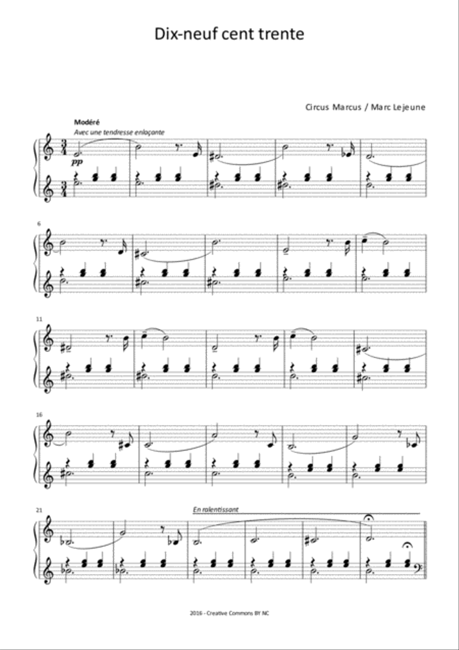 Dix-neuf cent trente Piano Solo scores gallery preview page 1