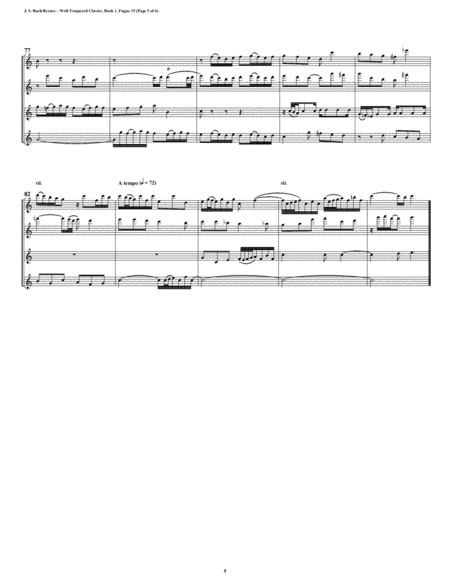 Fugue 15 from Well-Tempered Clavier, Book 1 (Flute Quartet) image number null