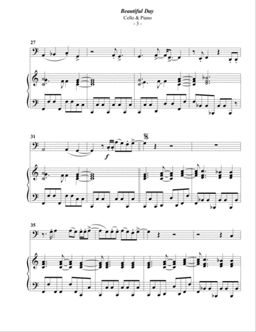Beautiful Day Piano scores gallery preview page 3