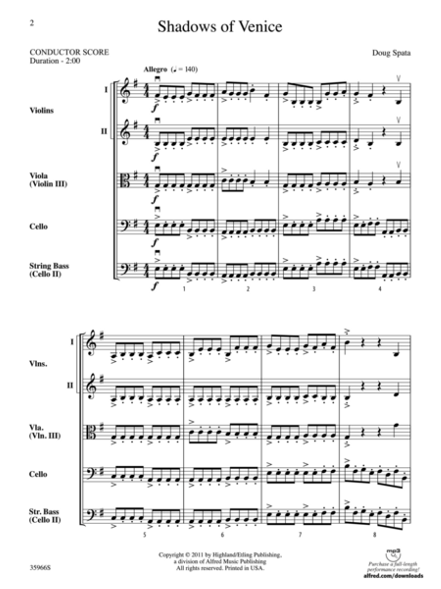 Shadows of Venice Shadows of Venice String Orchestra scores gallery preview page 2